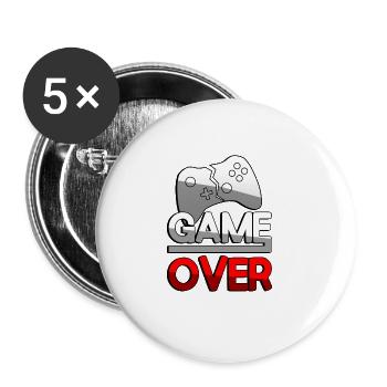 GAME OVER (Rouge) + Contrôleur - Jeux - Lot de 5 grands badges (56 mm) - blanc - Devant