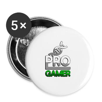 PRO GAMER (Grün) + DNA - Gaming - Buttons groß 56 mm (5er Pack) - Weiß - Vorne