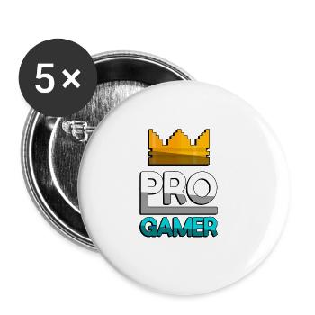 PRO GAMER (Turquoise) + King Crown - Gaming - Buttons large 2.2''/56 mm (5-pack) - white - Front