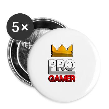 PRO GAMER (Red) + King Crown - Gaming - Buttons large 2.2''/56 mm (5-pack) - white - Front