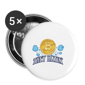 Lustiges Bitcoin und Kryptowährung Investor HODL - Buttons groß 56 mm (5er Pack) - Weiß - Vorne