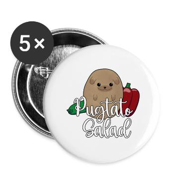Pugtato Salad - Buttons large 2.2''/56 mm (5-pack) - white - Front