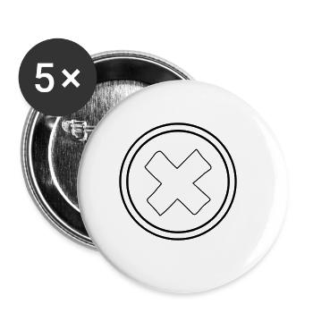 Cross Emoji Sketch Dessin Noir - Lot de 5 grands badges (56 mm) - blanc - Devant