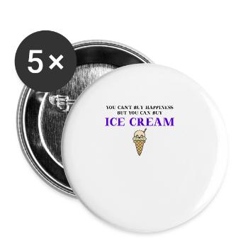 Eis Geschenkidee Eiscreme lustig witzig - Buttons groß 56 mm (5er Pack) - Weiß - Vorne