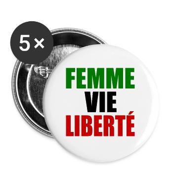 Femme vie liberté iran - Lot de 5 grands badges (56 mm) - blanc - Devant