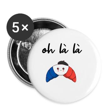France Croissant Oh la la gift idea - Buttons large 2.2''/56 mm (5-pack) - white - Front