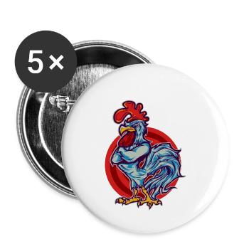 Rooster Hahn - Buttons large 2.2''/56 mm (5-pack) - white - Front