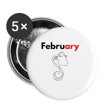 Mois avec son signe Astrologique Verseau/Février - Lot de 5 grands badges (56 mm) - blanc - Devant