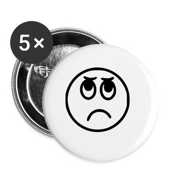 Emoji sketch noir triste - Lot de 5 grands badges (56 mm) - blanc - Devant