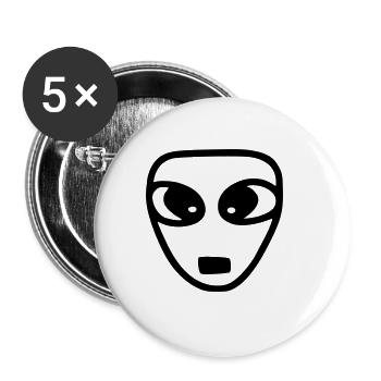 Emoji Sketch Alien black - Buttons large 2.2''/56 mm (5-pack) - white - Front