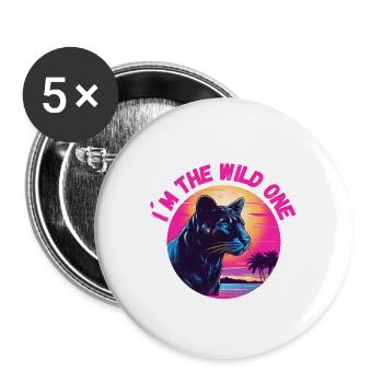 I m the wild one Panther - Buttons groß 56 mm (5er Pack) - Weiß - Vorne