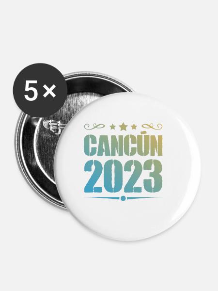Cancun 2023 - Buttons groß 56 mm (5er Pack) - Weiß