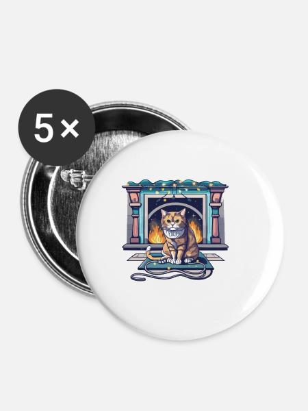 Kamin - Buttons groß 56 mm (5er Pack) - Weiß