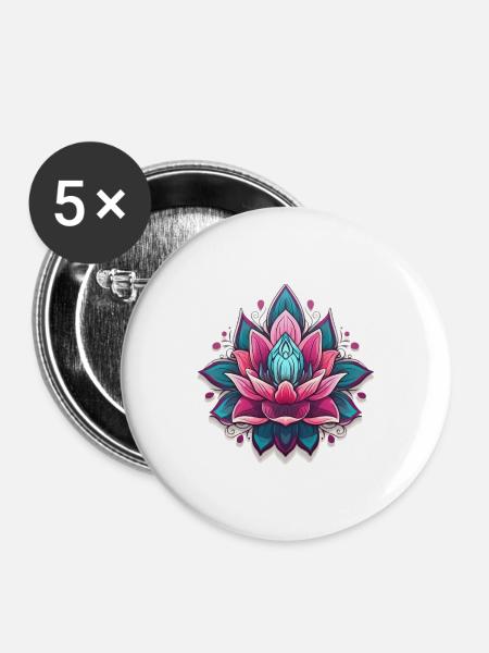Lotus - Buttons groß 56 mm (5er Pack) - Weiß