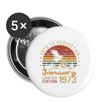 Januar 1973 Retro Vintage Geburtstagsgeschenk - Buttons groß 56 mm (5er Pack) - Weiß - Vorne