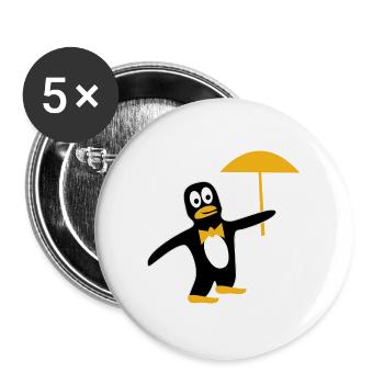Penguin with umbrella in your desired colours - Buttons large 2.2''/56 mm (5-pack) - white - Front