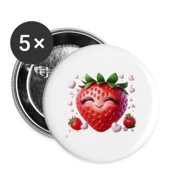 La fraise joyeuse - Lot de 5 grands badges (56 mm) - blanc - Devant