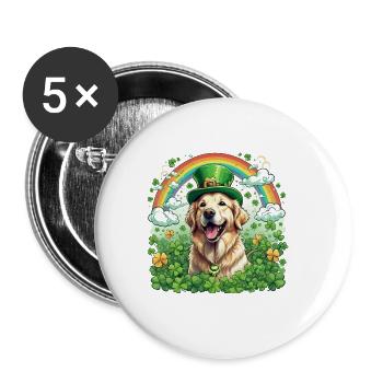 Chapeau vert et trèfle I Or de la Saint-Patrick - Lot de 5 grands badges (56 mm) - blanc - Devant