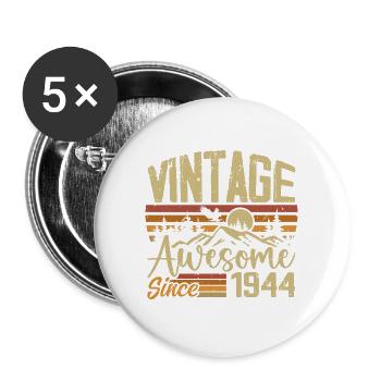 Vintage 1944 Retro 1944 Birthday Gift - Buttons large 2.2''/56 mm (5-pack) - white - Front