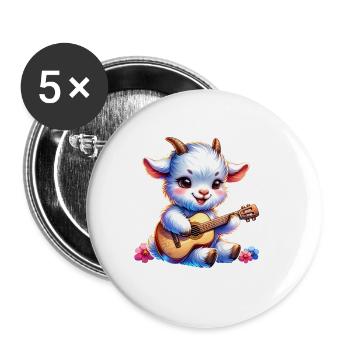 Cute Goat Playing Guitar Animal Lover Farm - Buttons large 2.2''/56 mm (5-pack) - white - Front
