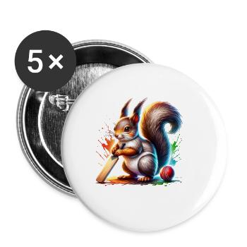 Cricket, Sports, Squirrel, Nuts, Animal Love - Buttons large 2.2''/56 mm (5-pack) - white - Front