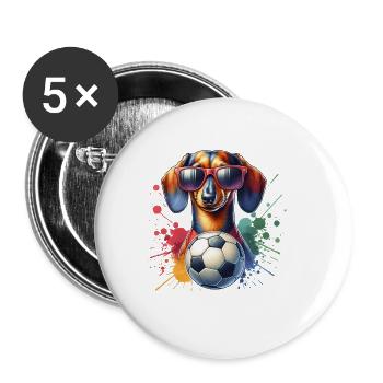 Dachshund Soccer Player Fan Design - Buttons large 2.2''/56 mm (5-pack) - white - Front