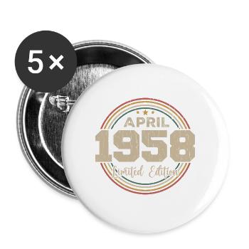 Avril 1958 Cadeau D'anniversaire Avril 1958 Retro - Lot de 5 grands badges (56 mm) - blanc - Devant