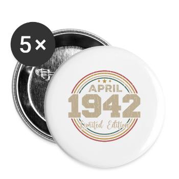 April 1942 Retro April 1942 Birthday Gift - Buttons large 2.2''/56 mm (5-pack) - white - Front