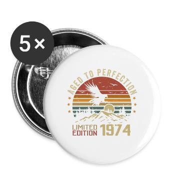 Vintage 1974 Limited Edition 1974 Retro 1974 - Buttons large 2.2''/56 mm (5-pack) - white - Front