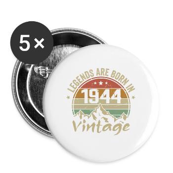 Cadeau Anniversaire 1944 Vintage 1944 Retro 1944 - Lot de 5 grands badges (56 mm) - blanc - Devant