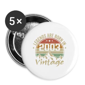 Cadeau Anniversaire 2003 Vintage 2003 Retro 2003 - Lot de 5 grands badges (56 mm) - blanc - Devant