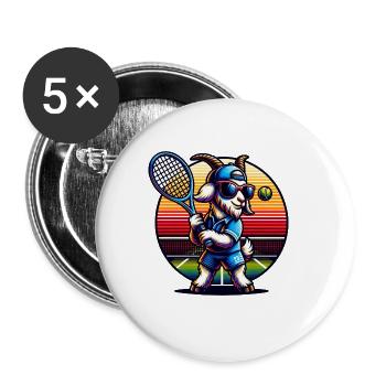 Ziege Tennis Spieler Court Design - Buttons groß 56 mm (5er Pack) - Weiß - Vorne