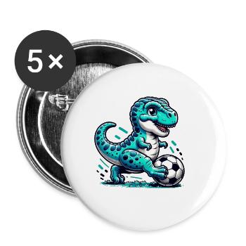 T-Rex Dinosaur Playing Soccer - Buttons large 2.2''/56 mm (5-pack) - white - Front