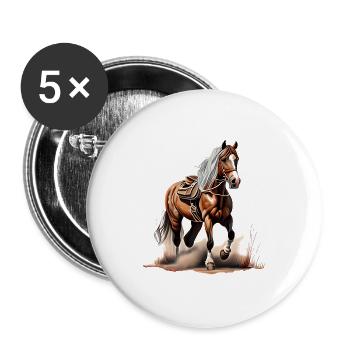 Ein Cowboypferd - Buttons groß 56 mm (5er Pack) - Weiß - Vorne