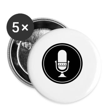 Icône du microphone du podcast - Lot de 5 grands badges (56 mm) - blanc - Devant