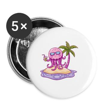Jellyfish Summer Beach Vacation - Buttons large 2.2''/56 mm (5-pack) - white - Front