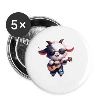Süße Ziege Spielt Gitarre Für Band - Buttons groß 56 mm (5er Pack) - Weiß - Vorne