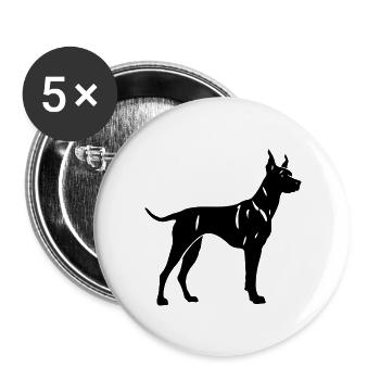 Chien Doberman - Lot de 5 grands badges (56 mm) - blanc - Devant