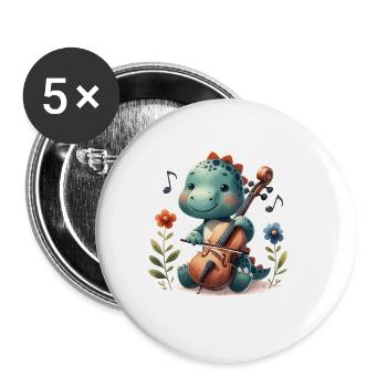 Dino Cellist Classical Music and Violin - Buttons large 2.2''/56 mm (5-pack) - white - Front