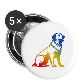 Golden Retriever Dog Colorful - Buttons large 2.2''/56 mm (5-pack) - white - Front