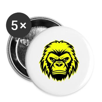 Gorilla Head Portrait Icon - Buttons large 2.2''/56 mm (5-pack) - white - Front