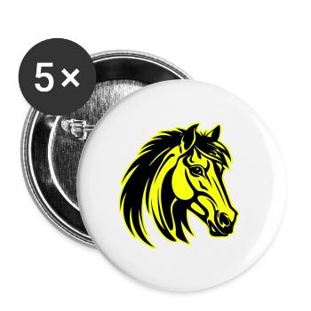 Icône de portrait de tête de cheval - Lot de 5 grands badges (56 mm) - blanc - Devant