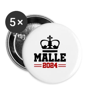 Malle 2024 Krone - Buttons groß 56 mm (5er Pack) - Weiß - Vorne