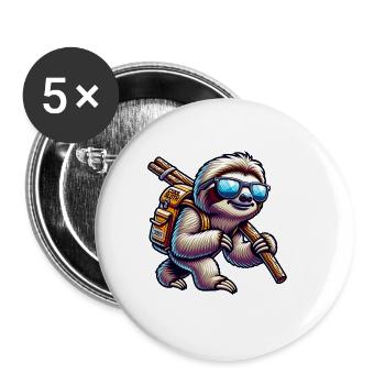 Envie de voyager, paresseux, nature et montagnes - Lot de 5 grands badges (56 mm) - blanc - Devant