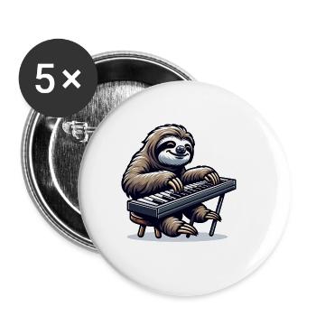 Cute Sloth Pianist Musician Design - Buttons large 2.2''/56 mm (5-pack) - white - Front