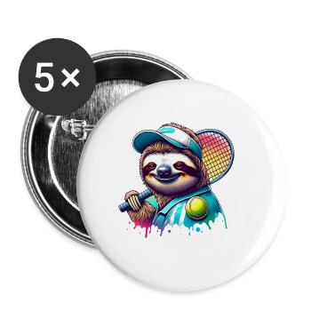 Conception de joueur de tennis paresseux drôle - Lot de 5 grands badges (56 mm) - blanc - Devant