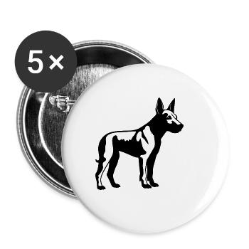 Chien Bull Terrier - Lot de 5 grands badges (56 mm) - blanc - Devant