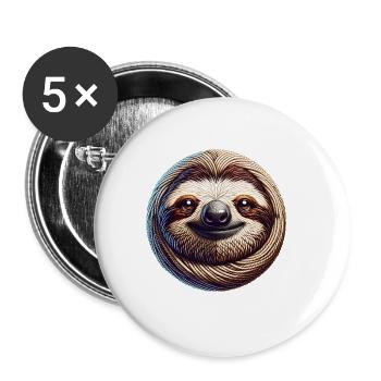 Drôle de paresseux tricot et conception de crochet - Lot de 5 grands badges (56 mm) - blanc - Devant