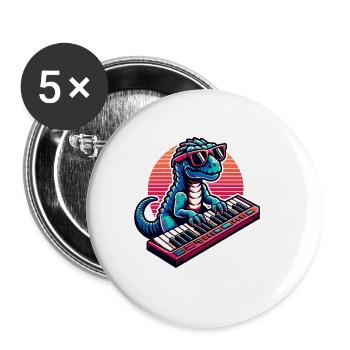 Dino Keyboard Spieler mit Sonnenbrille - Buttons groß 56 mm (5er Pack) - Weiß - Vorne