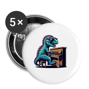 Dino Pianist Music Lover Design - Buttons large 2.2''/56 mm (5-pack) - white - Front